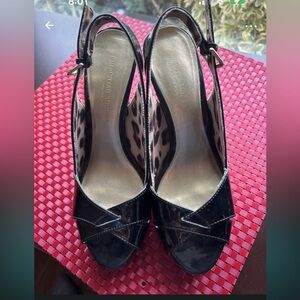 Christian Siriano Black Patent Platform Peep-Toe Pumps